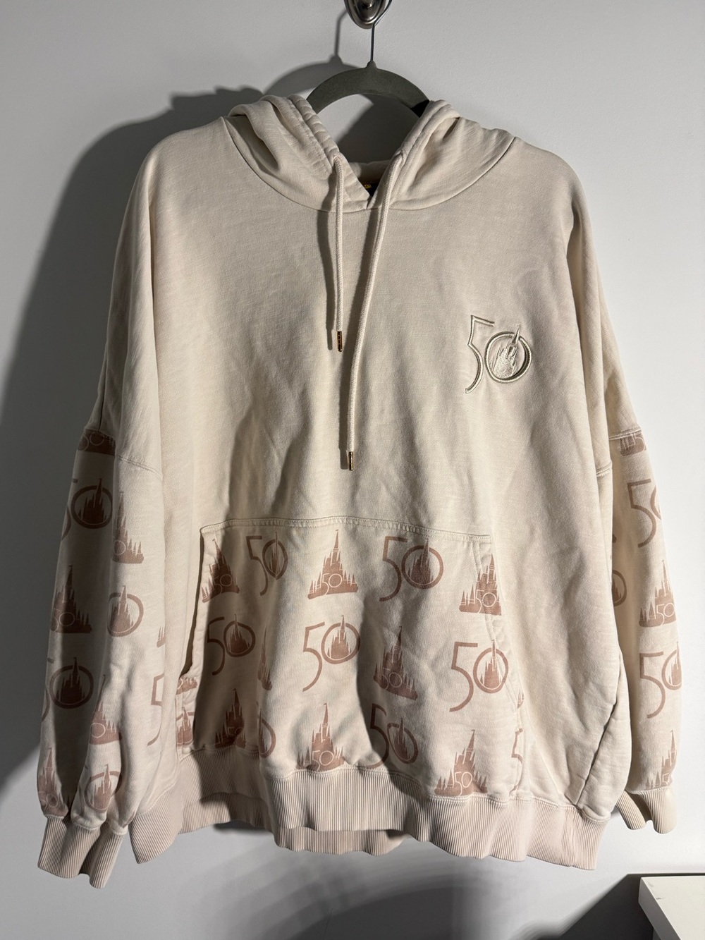 Disney World 50th anniversary hoody size XXL. Light blush pink